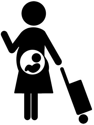 旅行に行く妊婦さんのピクトグラム