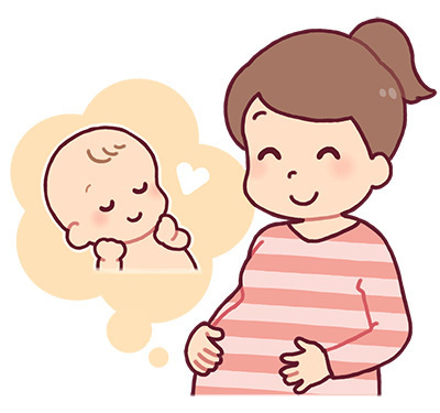 妊婦さんと笑顔の赤ちゃんのイラスト